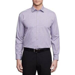 Button Down Mens Blue, Purple Button Down Shirt Medium Slim 32/33 Linen, Cotton